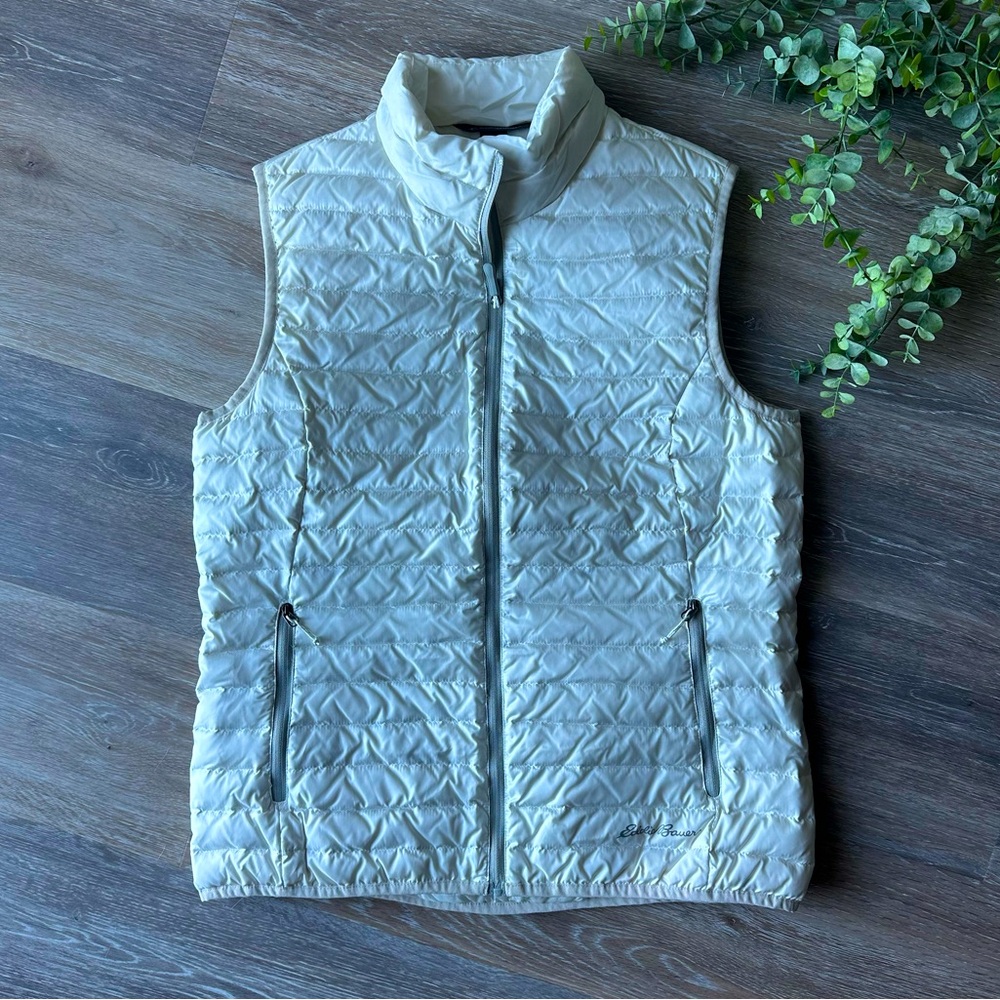 Eddie Bauer Packable Alpine Down Vest White/Coconut